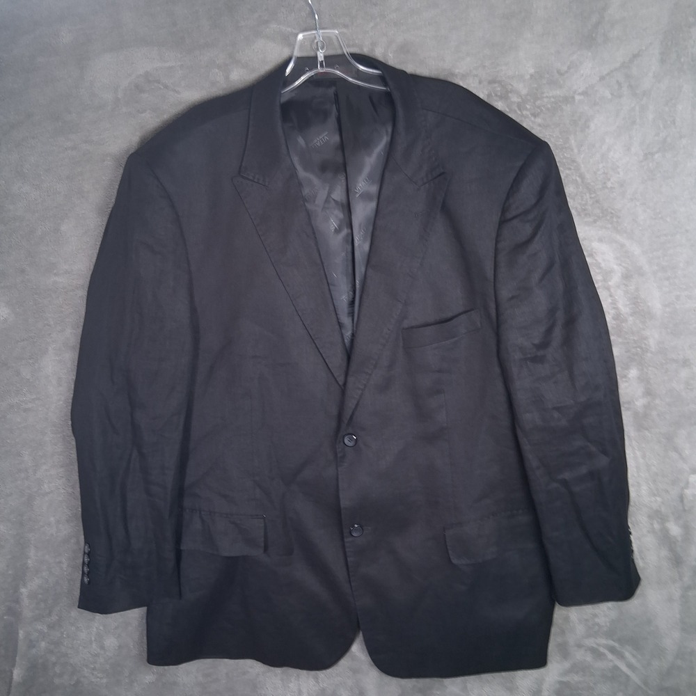 Vitali Venezia Mens Black 100% Linen 2 Button Blazer Jacket Size 52R L3445-PK